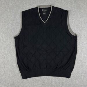 Pro Tour Sweater Vest Mens XL Black Gray Cotton Argyle Golf Preppy Grandpa Core